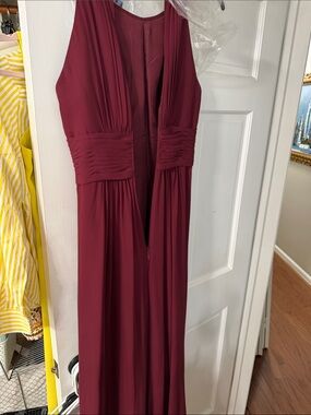 Azazie Burgundy Halter-Style Maxi Dress